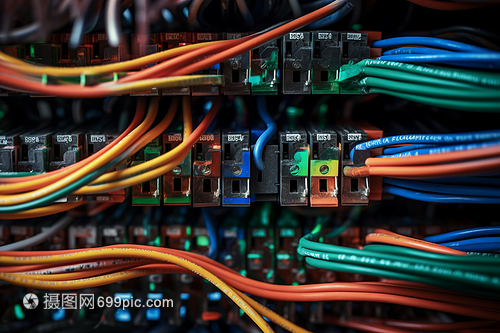 設備中的彩色電線與電纜 網絡設備的連接脈絡